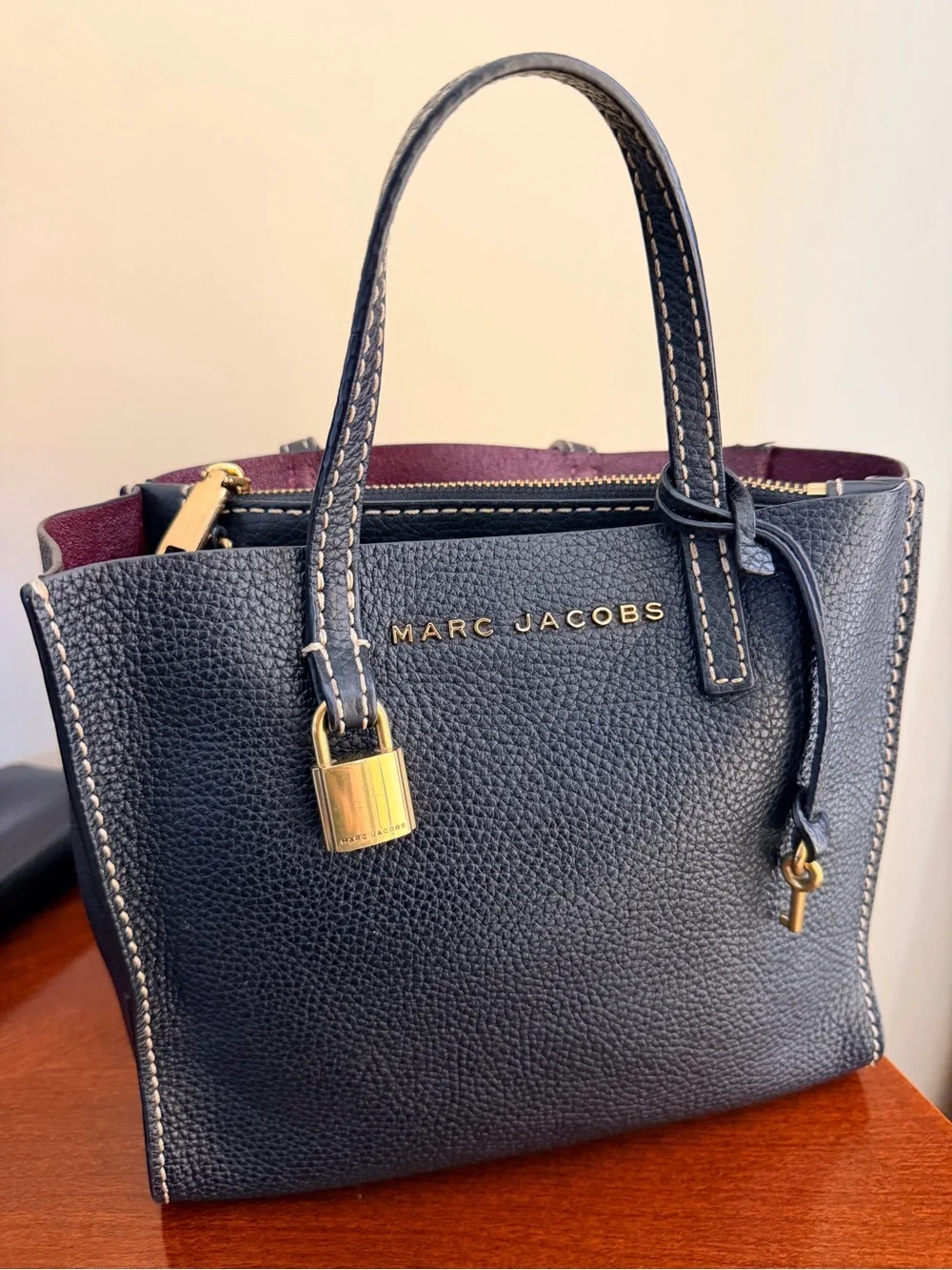 Marc Jacobs black pebbled Leather Mini Tote with Matching Wrist Wallet